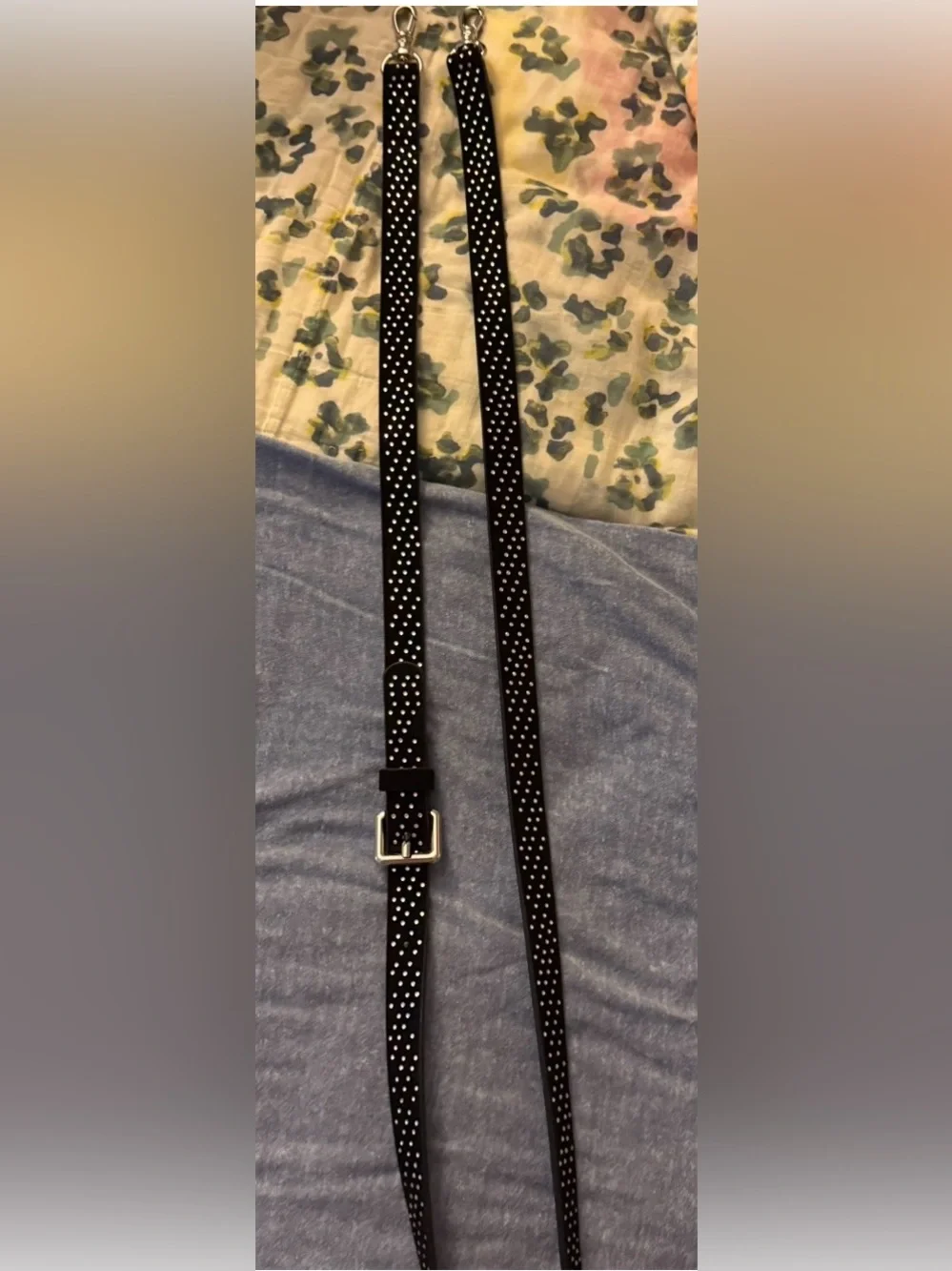 Bandolier Hailey Rhinestone Strap in Black Velvet  and Silver Rhinestones New